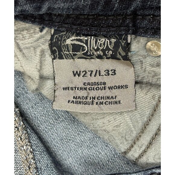 Silver Jeans Co Suki Low-Rise Bootcut Jeans W27/L33 Embroidered Studs Rhinestone - Picture 6 of 15